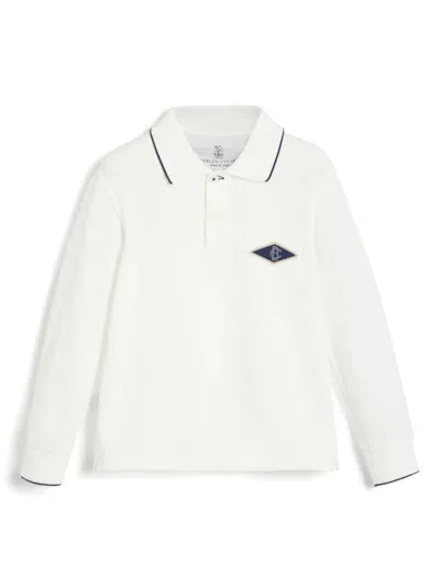 Brunello Cucinelli Kids' Logo Polo Shirt In White