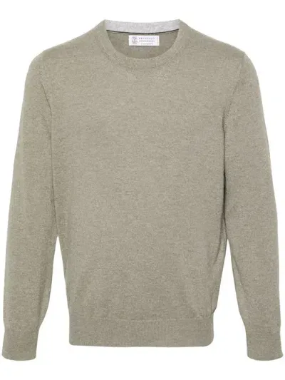 Brunello Cucinelli Crew-neck Cashmere Jumper In Green