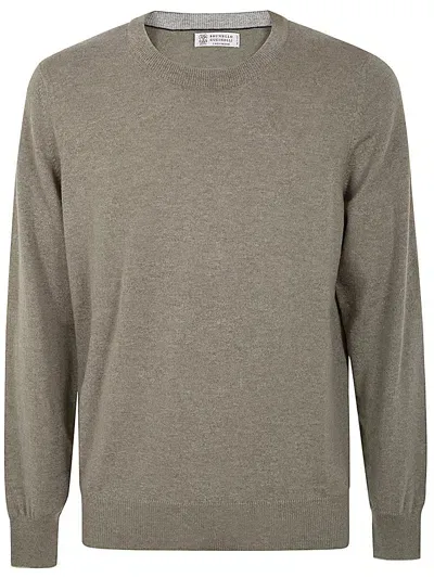 Brunello Cucinelli Long Sleeves Crew Neck Sweater In Green