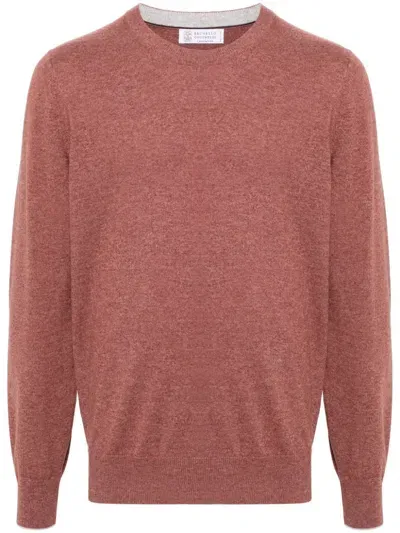 Brunello Cucinelli Mélange-effect Jumper In Red