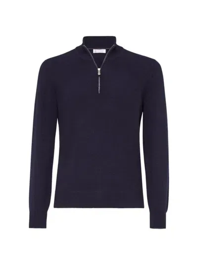 Brunello Cucinelli Men's Cashmere Turtleneck Sweater In Navy Blue