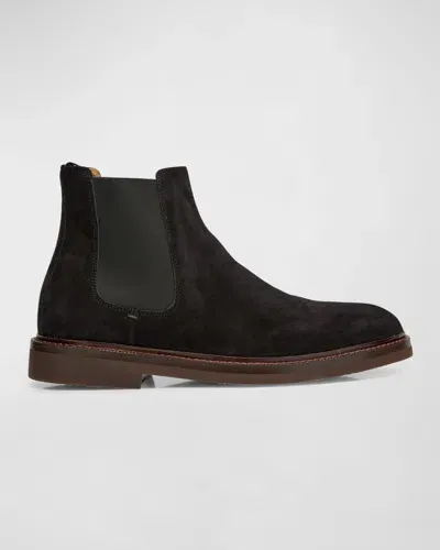 Brunello Cucinelli Men's Suede Chelsea Boots In Black