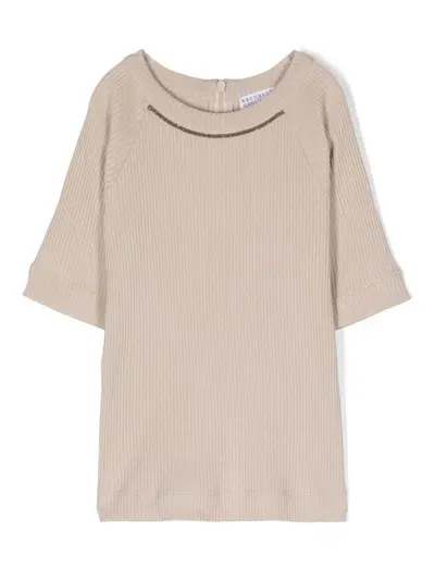 Brunello Cucinelli Monili-detail T-shirt In Nude