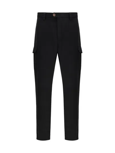 Brunello Cucinelli Straight-leg Cotton-twill Cargo Trousers In Black