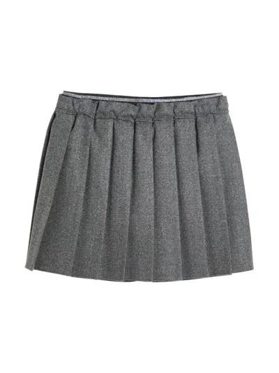 Brunello Cucinelli Kids' Pleated Mini Skirt In Grey