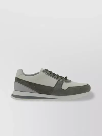 Brunello Cucinelli Pointed Toe Suede Panelled Sneakers In Green