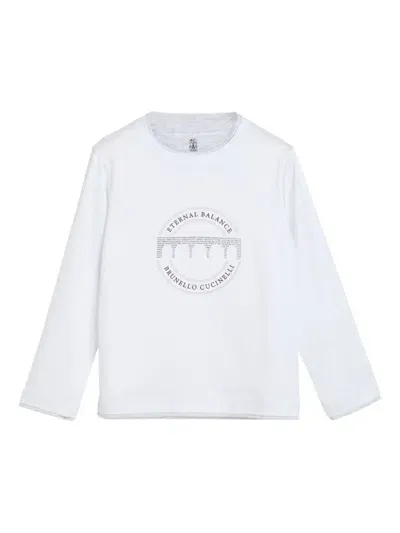 Brunello Cucinelli Printed Faux-layered T-shirt In 白色