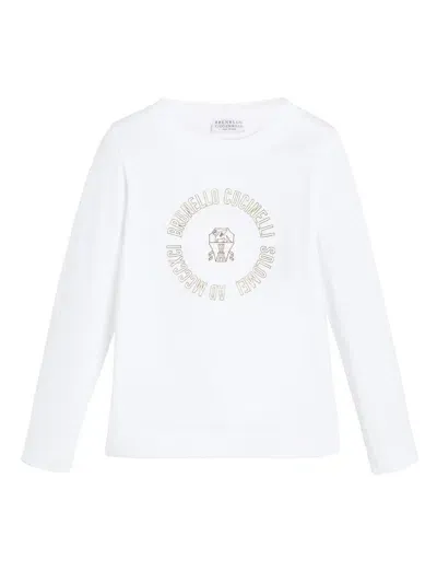 Brunello Cucinelli Kids' Printed T-shirt In White