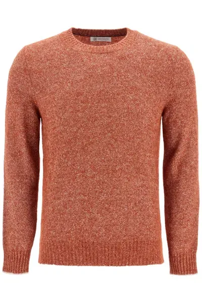 Brunello Cucinelli Pullover Bottonato In Alpaca E Cotone In Red