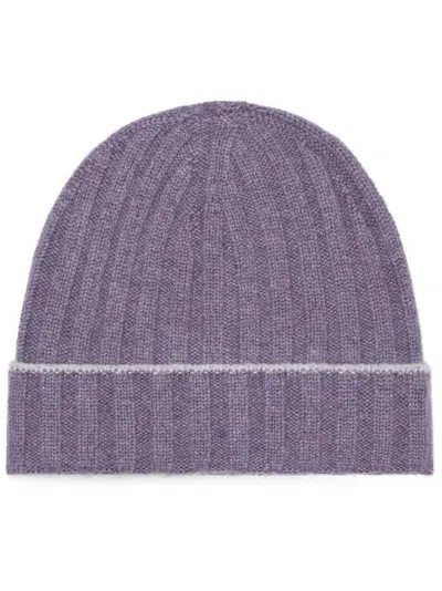 Brunello Cucinelli Ribbed-knit Cashmere Beanie In Purple