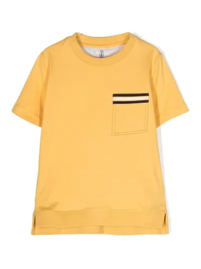 Brunello Cucinelli Kids' Round-neck Short-sleeve T-shirt In Yellow