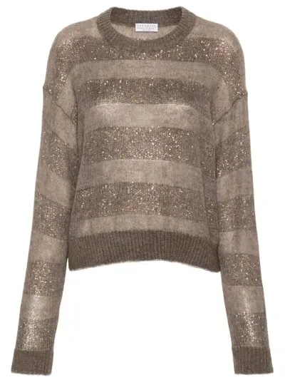 Brunello Cucinelli Sequin-detailed Sweater In Brown