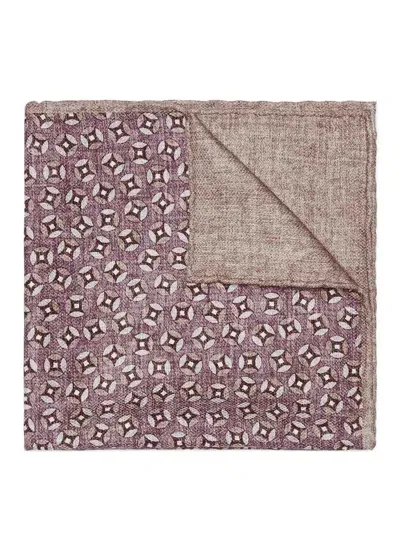 Brunello Cucinelli Geometric-pattern Silk Pocket Scarf In Pink