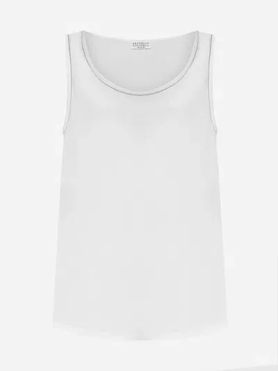 Brunello Cucinelli Silk Tank Top In White