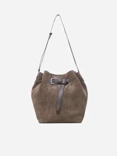 Brunello Cucinelli Suede Bucket Bag In Brown