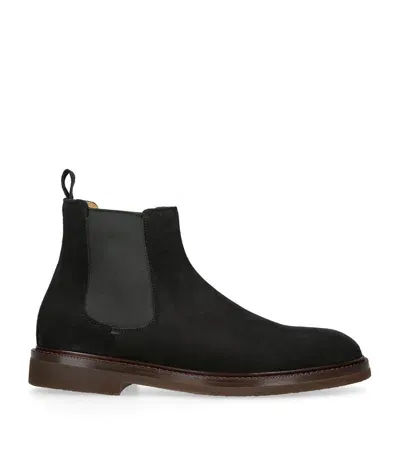 Brunello Cucinelli Suede Chelsea Boots In Black