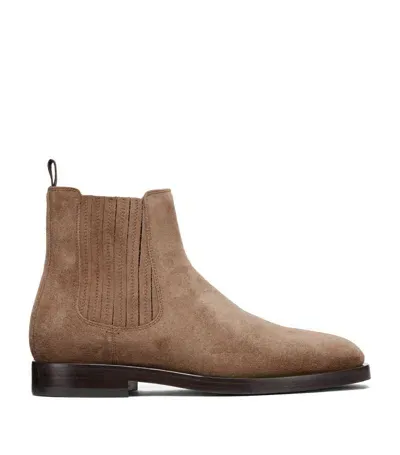 Brunello Cucinelli Suede Chelsea Boots In Brown