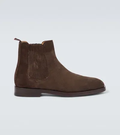 Brunello Cucinelli Suede Chelsea Boots In Brown