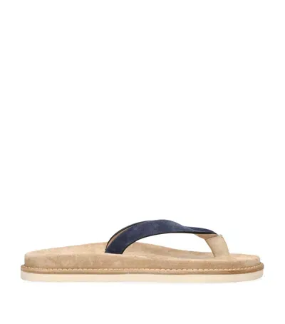 Brunello Cucinelli Suede Flip Flops In Blue