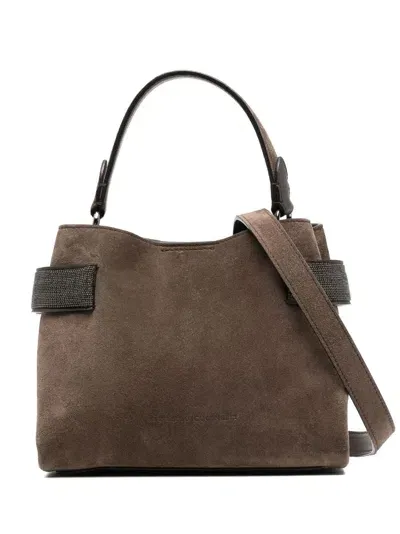 Brunello Cucinelli Suede Bag In Brown