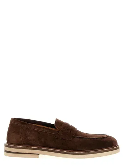 Brunello Cucinelli Suede Loafers In Brown