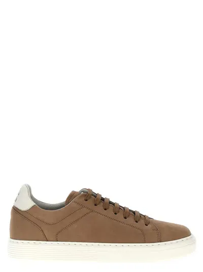 Brunello Cucinelli Suede Sneakers In Beige