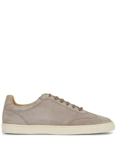 Brunello Cucinelli Suede Low-top Sneakers In Beige