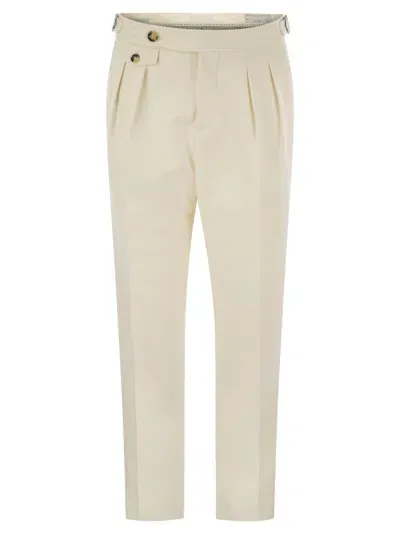 Brunello Cucinelli Cotton Corduroy Straight Pants In Cream