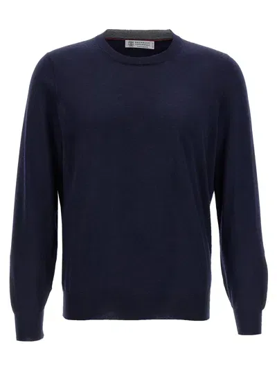 Brunello Cucinelli Wool Sweater In Blue