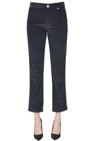 Bsbee Printed Corduroy Trousers In Navy Blue