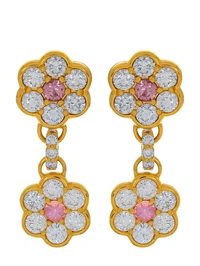 Buddha Mama 20kt Yellow Gold Flower Diamond Earrings