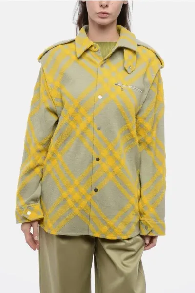 Burberry Alpaca Blend Tartan Overshirt In Multi