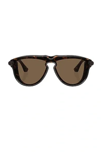 Burberry Tortoise Acetate & Plastic Aviator Sunglasses In Dark Havana