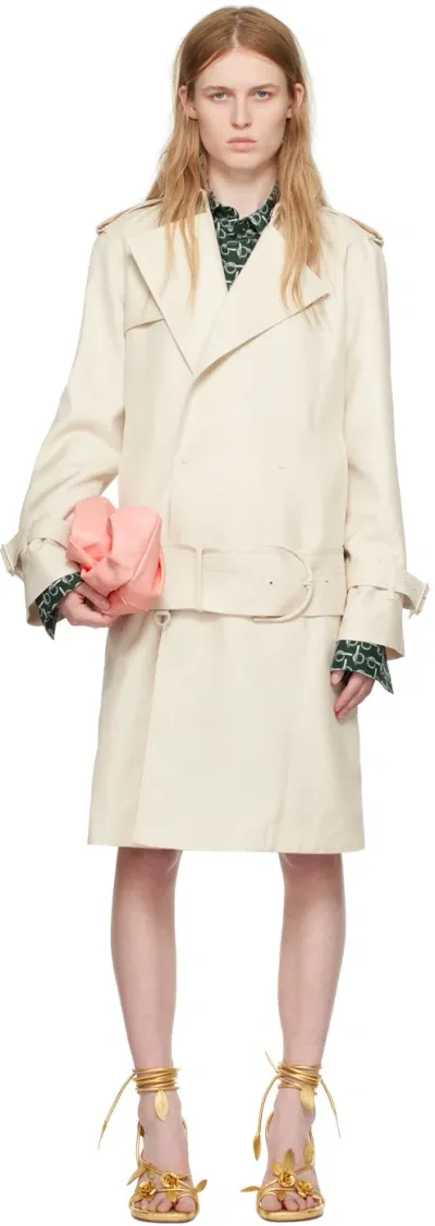 Burberry Beige Long Trench Coat In Grain