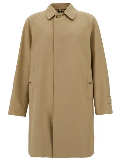 Burberry Beige Single-breasted Coat With One Single Button In Cotton Man In Neutrals