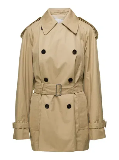 Burberry Beige Waterproof Trench Coat In Cotton Woman In Brown