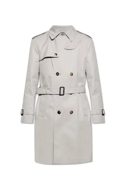 Burberry Belted Waist Trench Coat In Grey