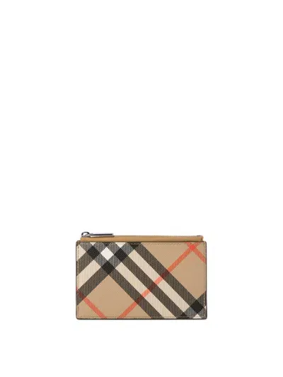 Burberry Check Card Holder Wallets & Card Holders In Neutral