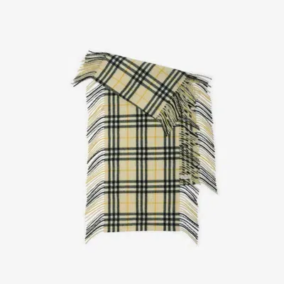 Burberry Check Cashmere Happy Scarf In Candle