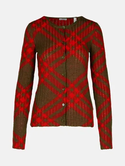 Burberry 'check' Green Mohair Blend Sweater