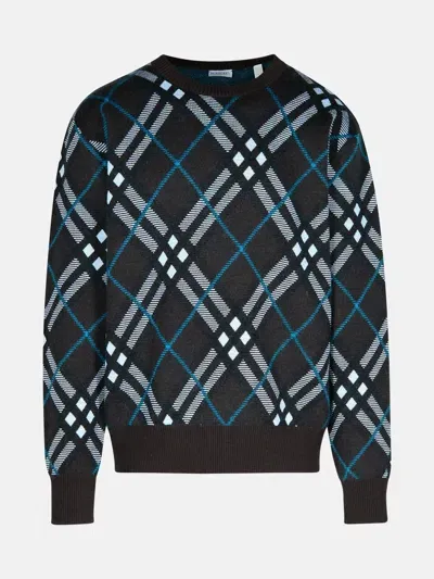 Burberry 'check' Green Wool Sweater