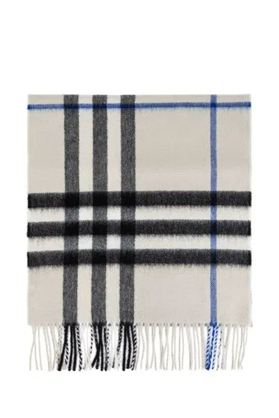 Burberry Check Printed Fringed Scarf In Multi