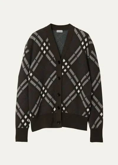 Burberry Check Wool Blend Cardigan In Snug