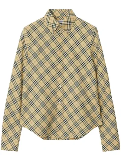 Burberry Checked Cotton Shirt In Grain