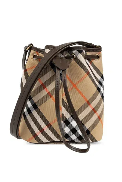 Burberry Checked Drawstring Bucket Bag In Multi