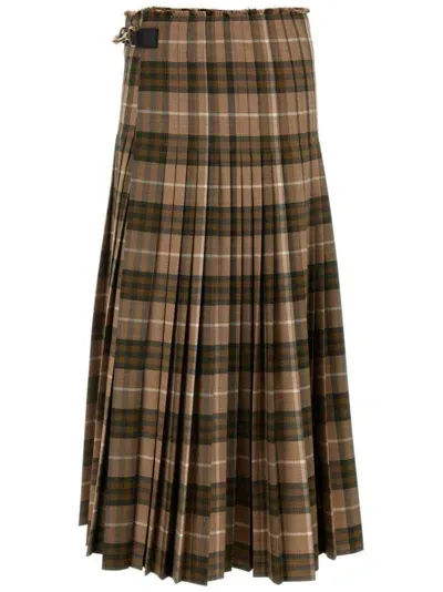 Burberry Check Printed Pleated Skirt In Multicolor