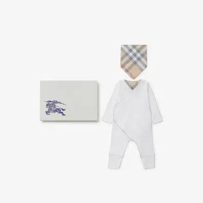 Burberry Childrens Cotton Two-piece Baby Gift Set In White