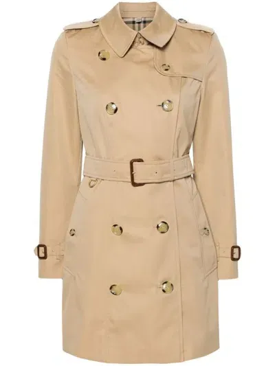 Burberry Double-breasted Trench Coat In Brown