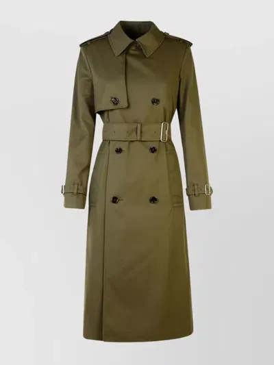 Burberry Cotton Blend Trench Coat In Green