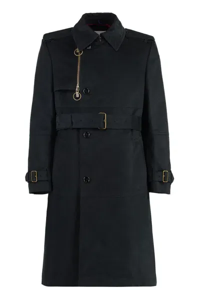 Burberry Cotton Trench Coat In Black